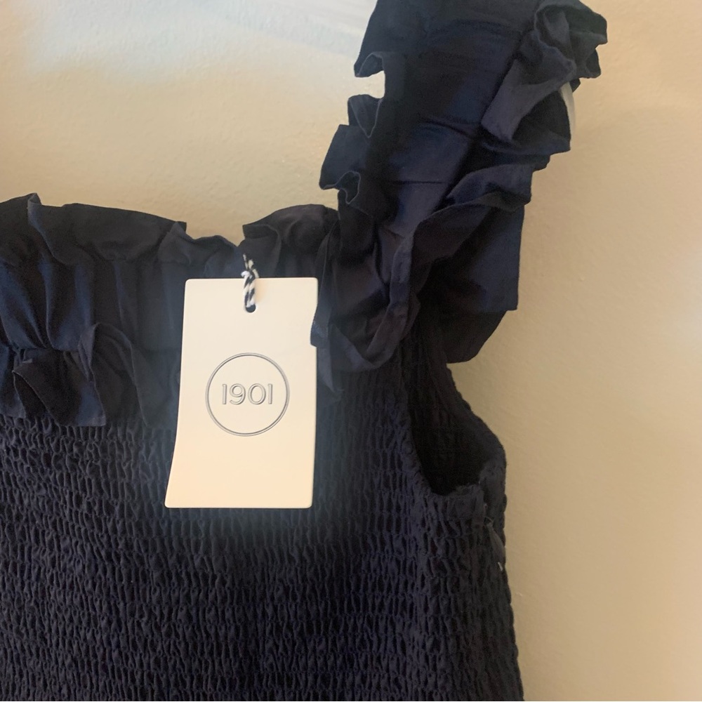 Nordstrom 1901 Cotton Smocked Ruffle Off Shoulder Wide Leg Cropped Jumpsuit - Picture 8 of 15